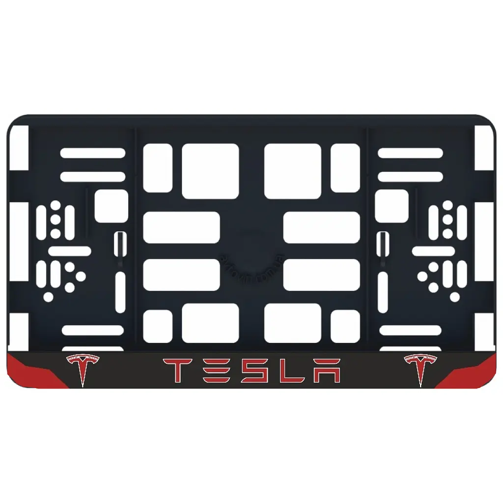 Рамка номера Tesla Red під Американський номер 300х150 мм Кольоровий Логотип