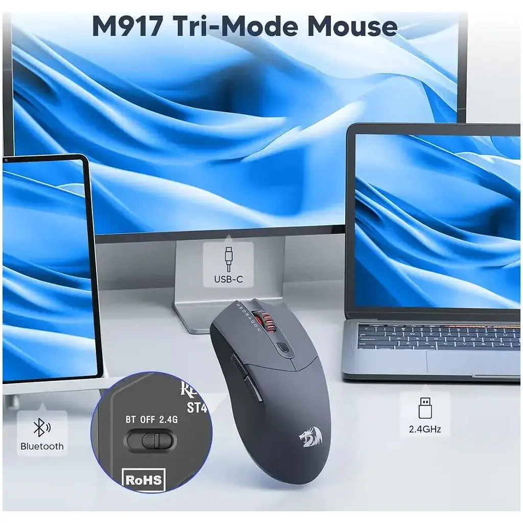 Мишка Redragon M917GB ST4R Pro Wireless/Bluetooth Black (72209) - фото 2