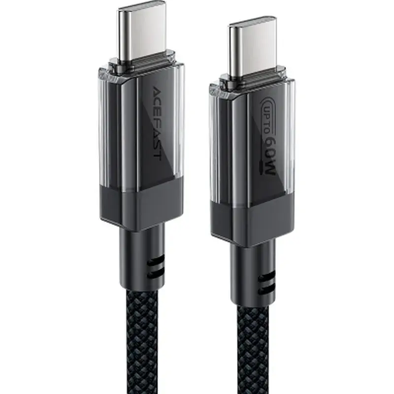 Дата кабель USB-C to USB-C 1.2m 60W stainless steel C12-03 Black Acefast (6974316283317) - фото 2