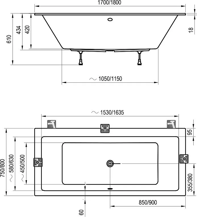 Ванна акрилова Ravak Formy 01 Slm 170x75 C691300000 Білий - фото 4