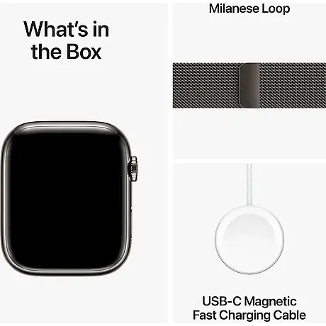 Смарт-годинник Apple Watch Series 9 GPS + Cellular 45mm Graphite Stainless Steel with Graphite Milanese Loop (MRMX3) [92677] - фото 9