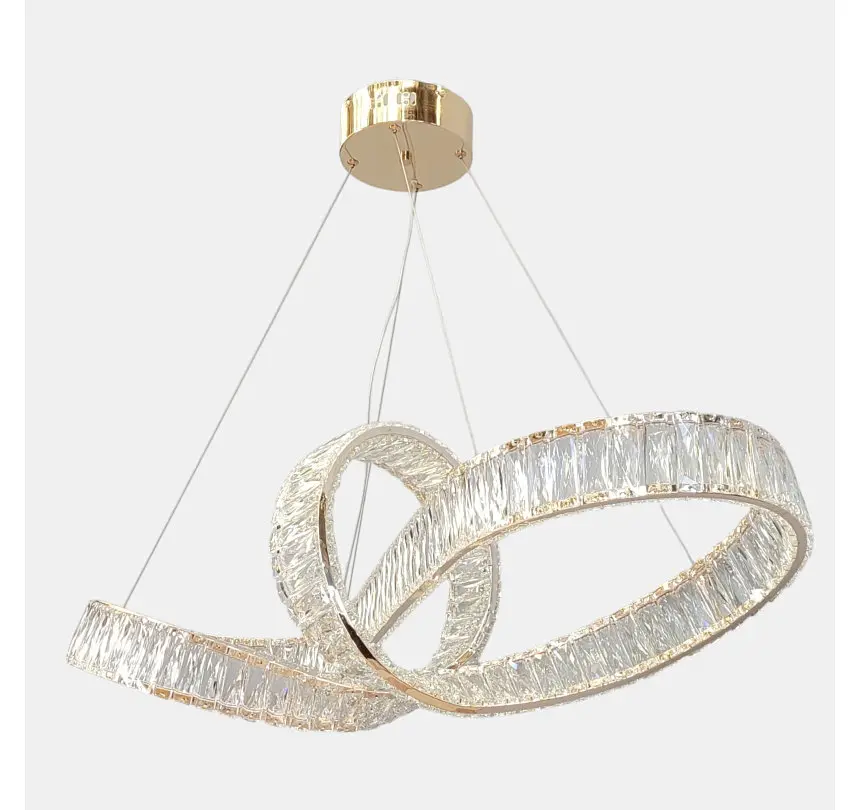 Велика лінійна золота кришталева LED люстра Artlight 549-1000GD довжиною 98 см, 138W, пульт та диммер - фото 3