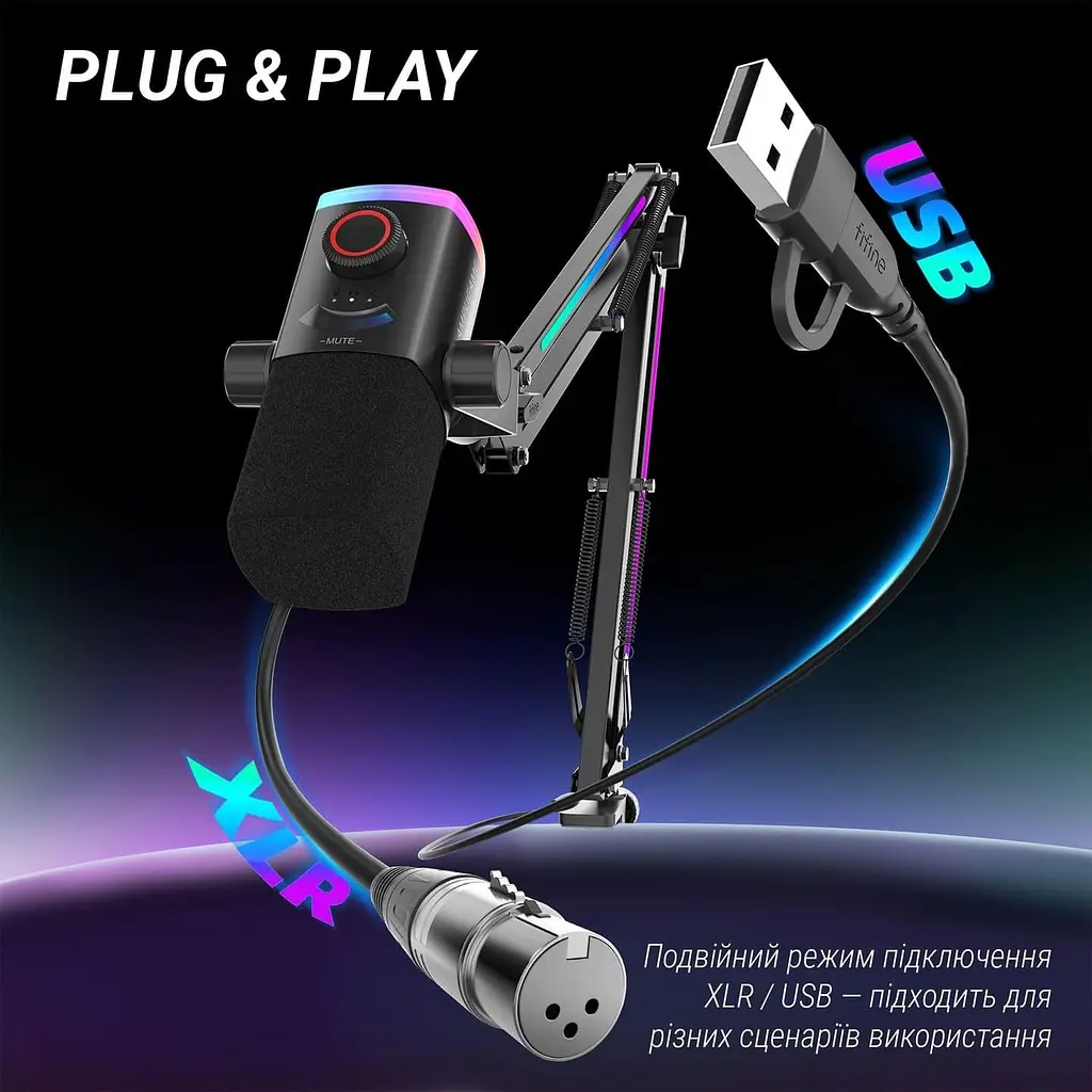 Мікрофон Fifine AM8PROT USB/XLR Black (AM8PROT) - фото 13