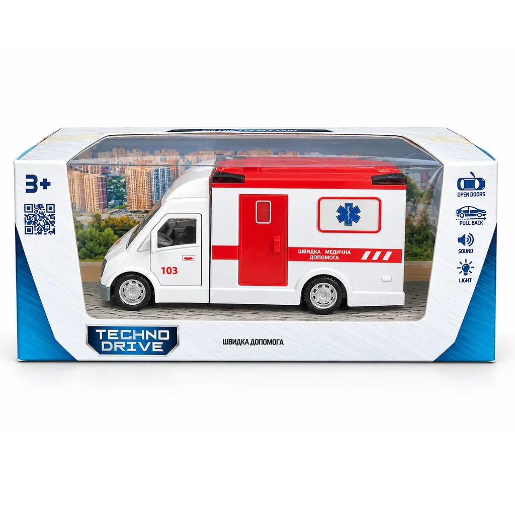 Автомодель TechnoDrive Швидка допомога зі світлом та звуком (CLM-63K) - фото 2