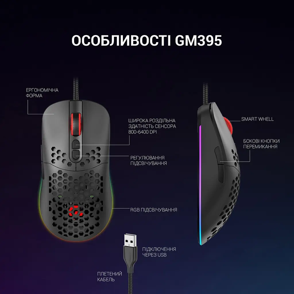 Мышь GamePro GM395 RGB USB Black (GM395) - фото 6
