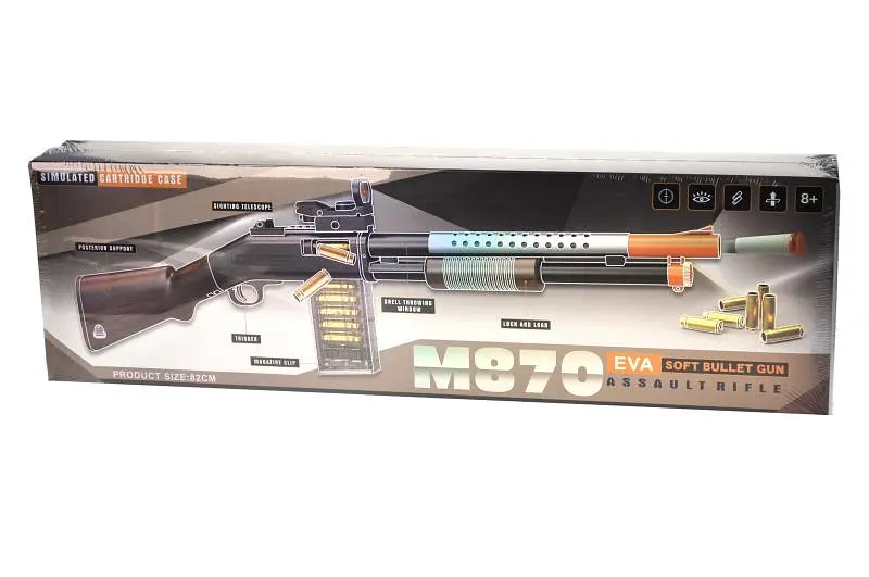 Іграшкова гвинтівка M870 з м'якими патронами EVA Soft Bullet Gun, у коробці р.62,5x8x19 см YG Toys - фото 3