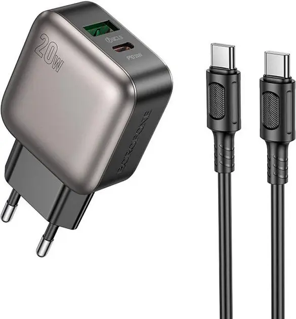 Зарядний пристрій BOROFONE BAS54A Absolute PD20W+QC3.0 charger set C to C black