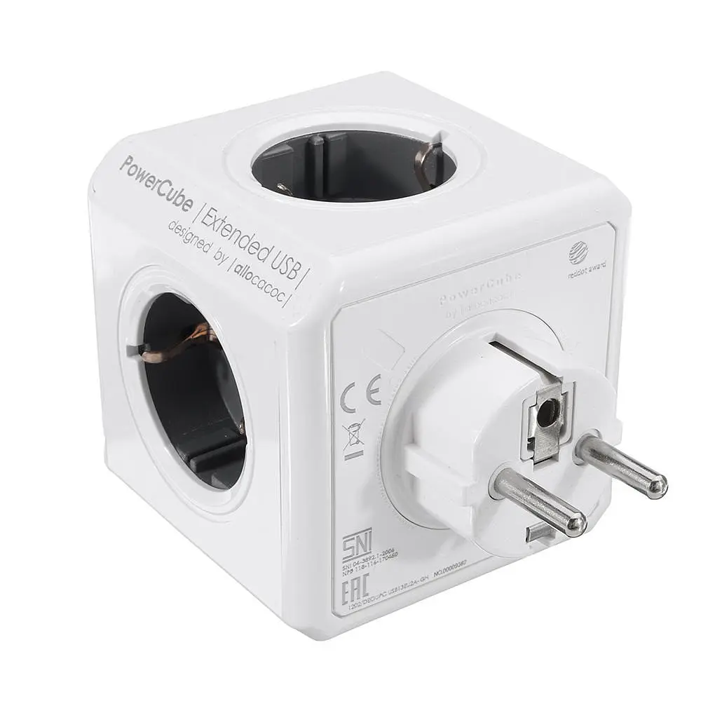 Розгалужувач 4 розетки з юсб портом Power Cube USB "трійник" у розетку електричний із заземленням