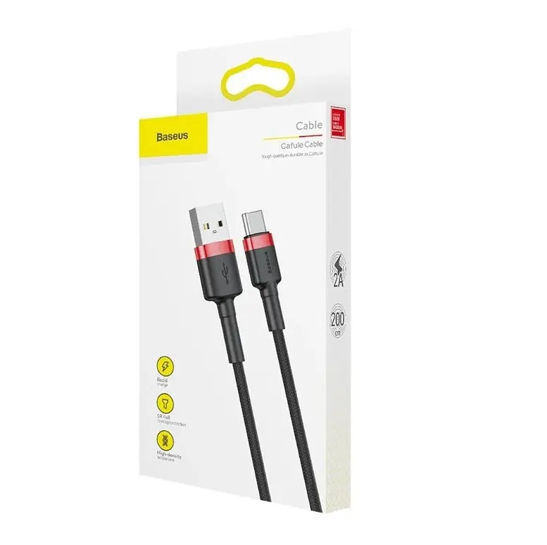 Кабель Baseus cafule Cable USB For Type-C 2A 2 м Червоний+Чорний - фото 2