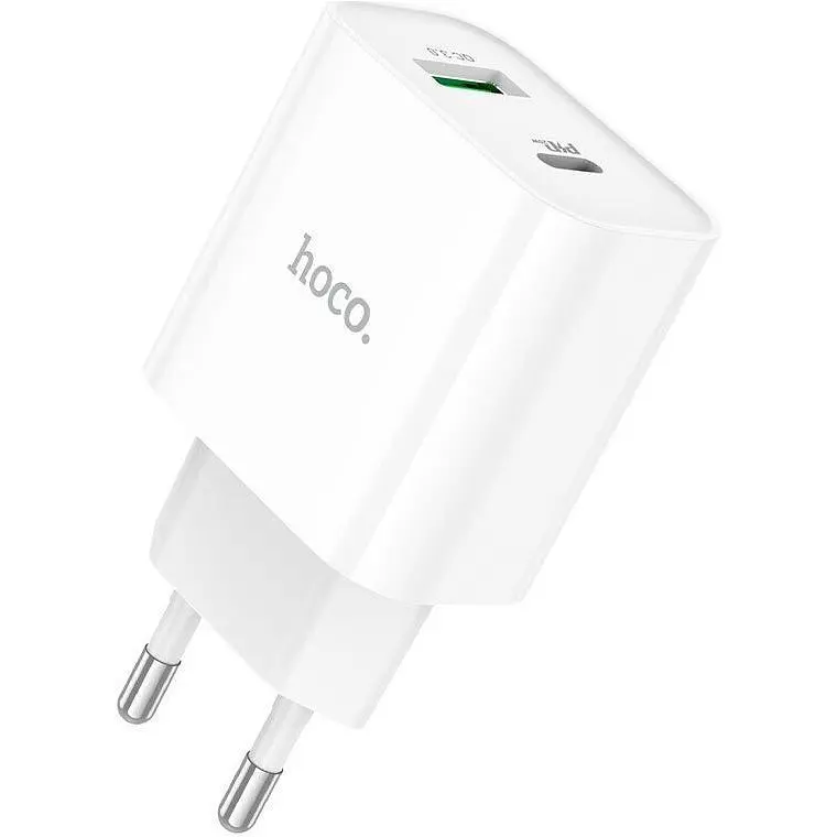 Мережевий зарядний пристрій Hoco C80A Plus USB-A/USB-C 20W White (779885) [124885] - фото 4
