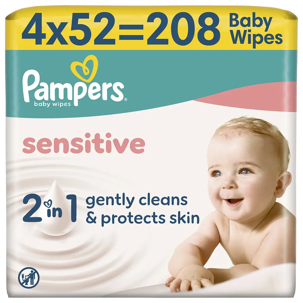 Дитячі вологі серветки Pampers Sensitive 208 шт. - фото 2