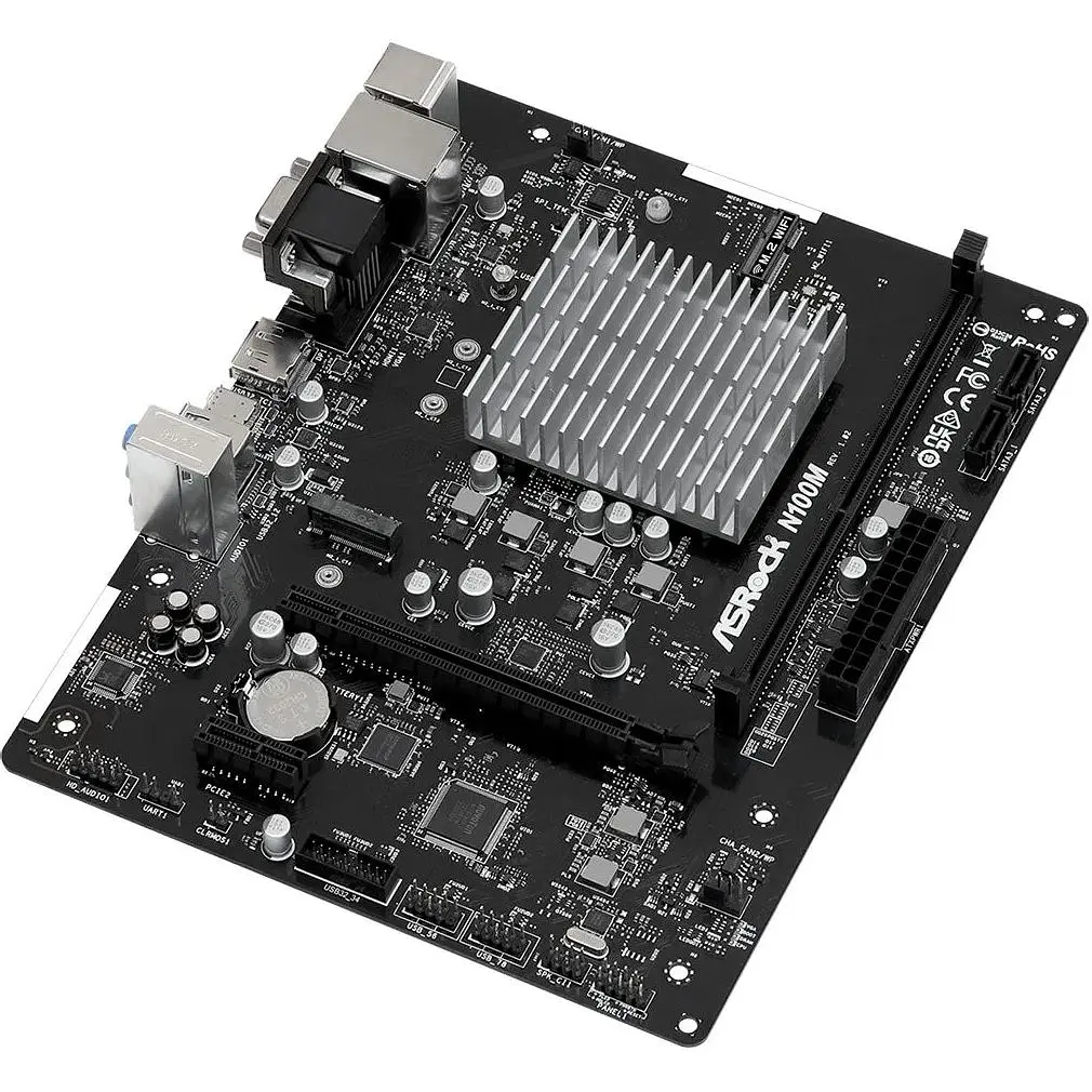 Материнская плата ASRock N100M (Quad-Core N100 3.4GHz, 1xDDR4 DIMM, VGA/HDMI/DP, 1xPCIe, 2xSATAIII, M.2, GLan, mATX) - фото 3