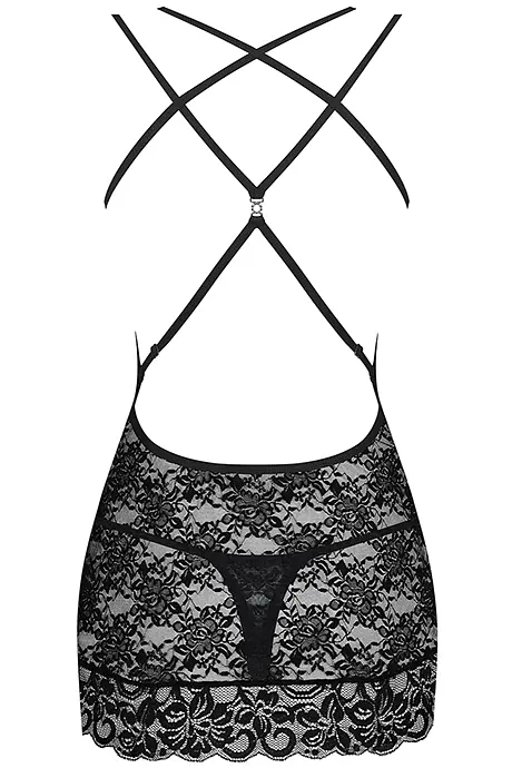 Комплект Obsessive 860-CHE-1 chemise (Чорний, M/L) Obsessive 96544 96917 - фото 4