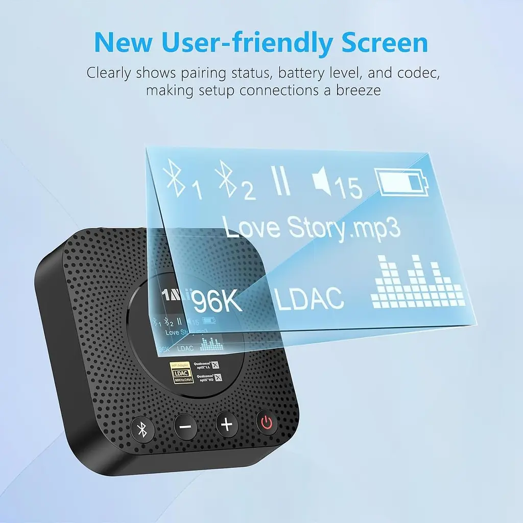 Bluetooth-ресивер 1Mii B06HD+ Hi-Res LDAC Bluetooth 5.3 з DAC та OLED-дисплеєм - фото 4
