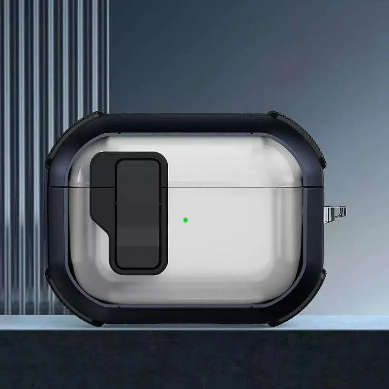 Футляр протиударний Locking Button для навушників Airpods Pro 3 Blue - фото 2