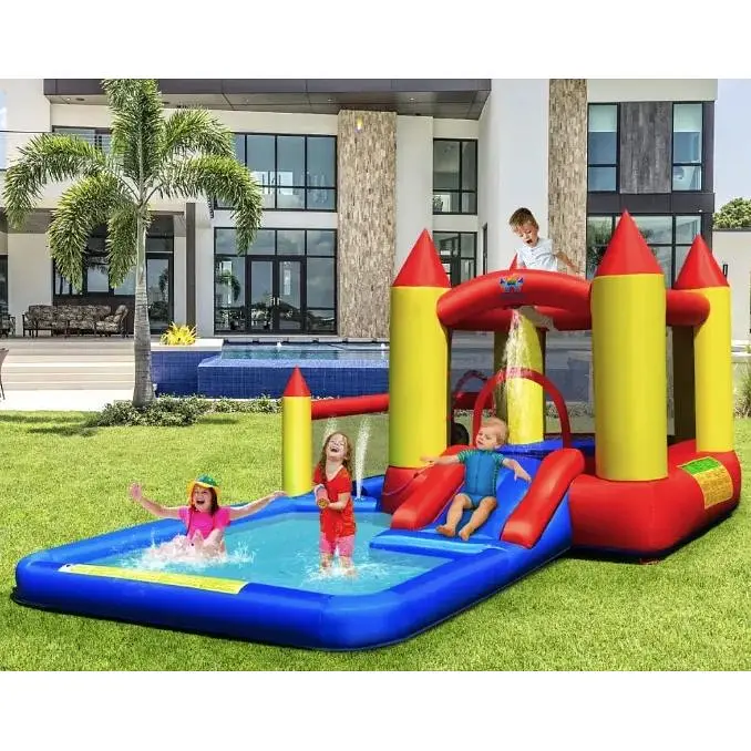 Надувний водний центр Costway Happyland з гіркою 400см з вентилятором - фото 3
