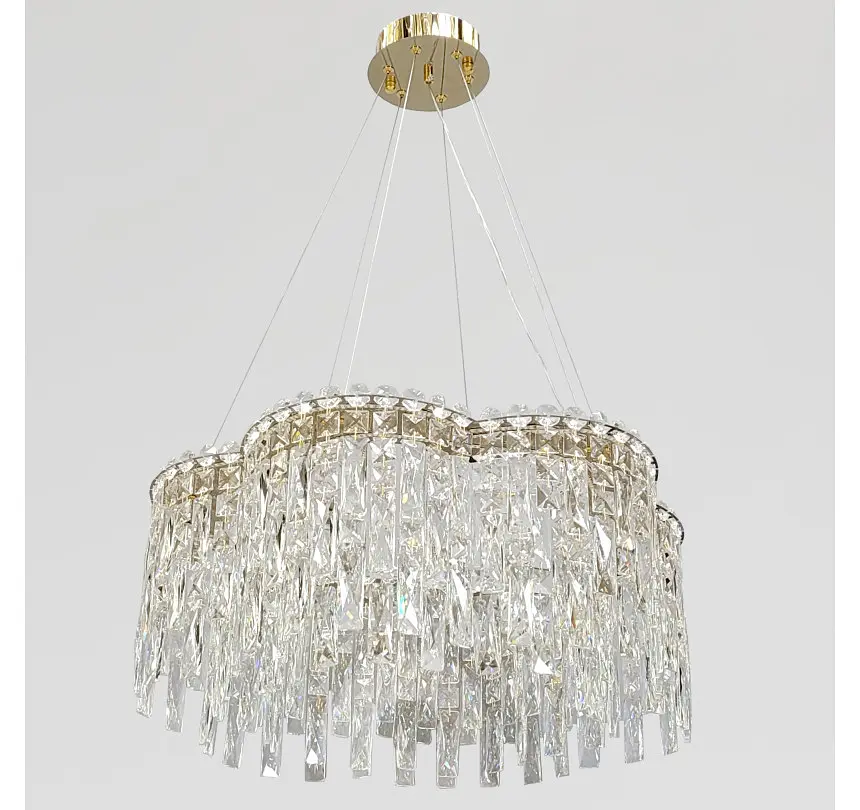 Золота підвісна кришталева LED люстра Artlight 8635/600GD діаметром 57 см з 3 режимами 81W. - фото 2