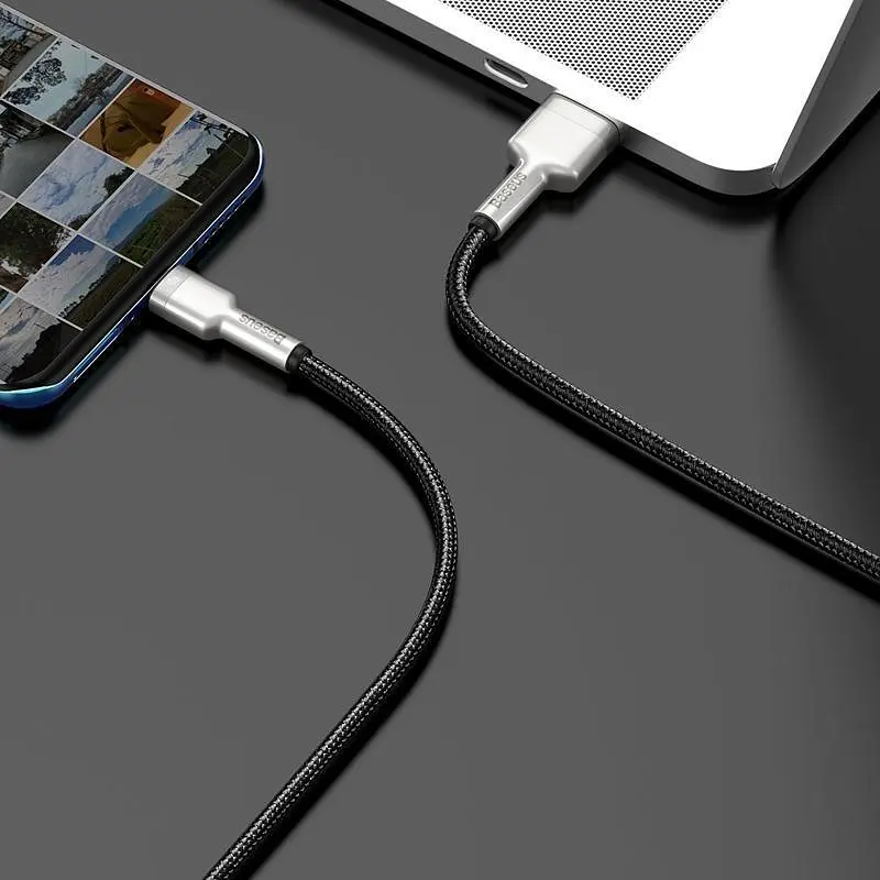 Кабель Baseus Cafule Metal Cable USB to Type-C 40W 4A 1m CATJK-A01 Black - фото 3