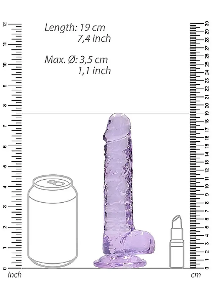 Фалоімітатор RealRock Crystal Clear 7”, 19 см (фіолетовий) - фото 2