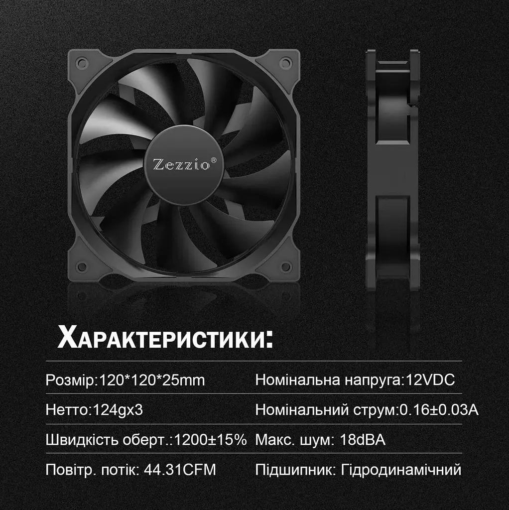 Комплект вентиляторів Zezzio ZA-120 V2 3in1 - фото 7