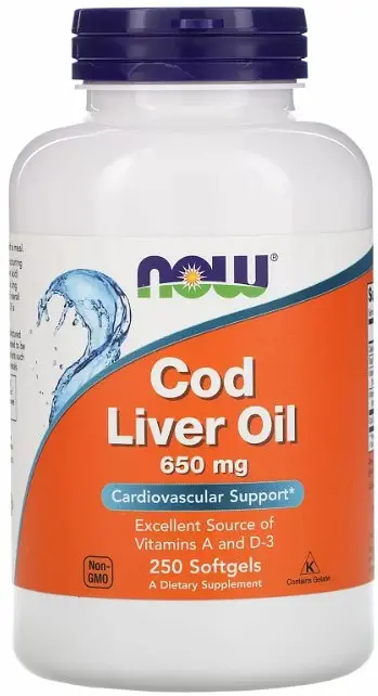 Риб'ячий жир з печінки тріски Now Foods Cod Liver Oil 650 мг 250 капсул
