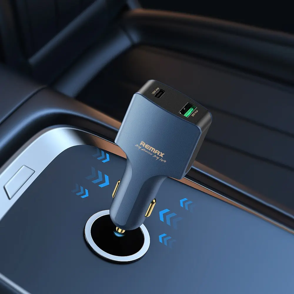 Автомобільний зарядний пристрій Remax RCC326 USB/Type-C QC PD 100W синьо-чорний - фото 3
