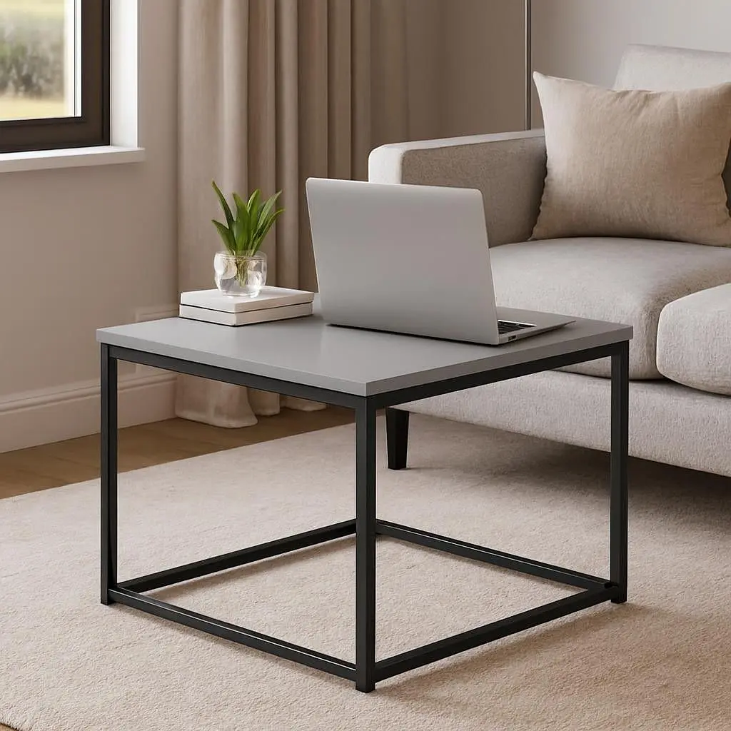 Стол журнальный лофт Orange-Line ОП-191 600х600х450 мм Черный/Серая мышка - фото 2