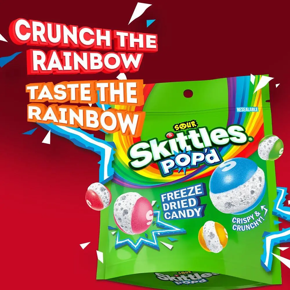 Кислі цукерки Skittles Pop'd Sour Freeze Dried Candy 156г - фото 4