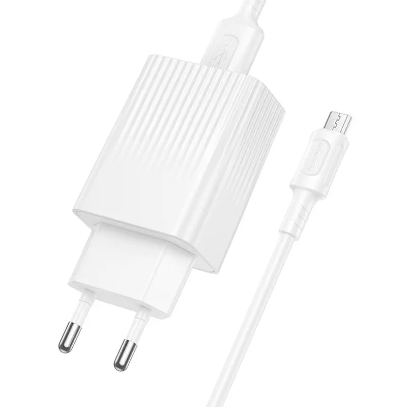 СЗУ Borofone BAS72A Source QC3.0 (1USB-A) + кабель USB to MicroUSB White - фото 4