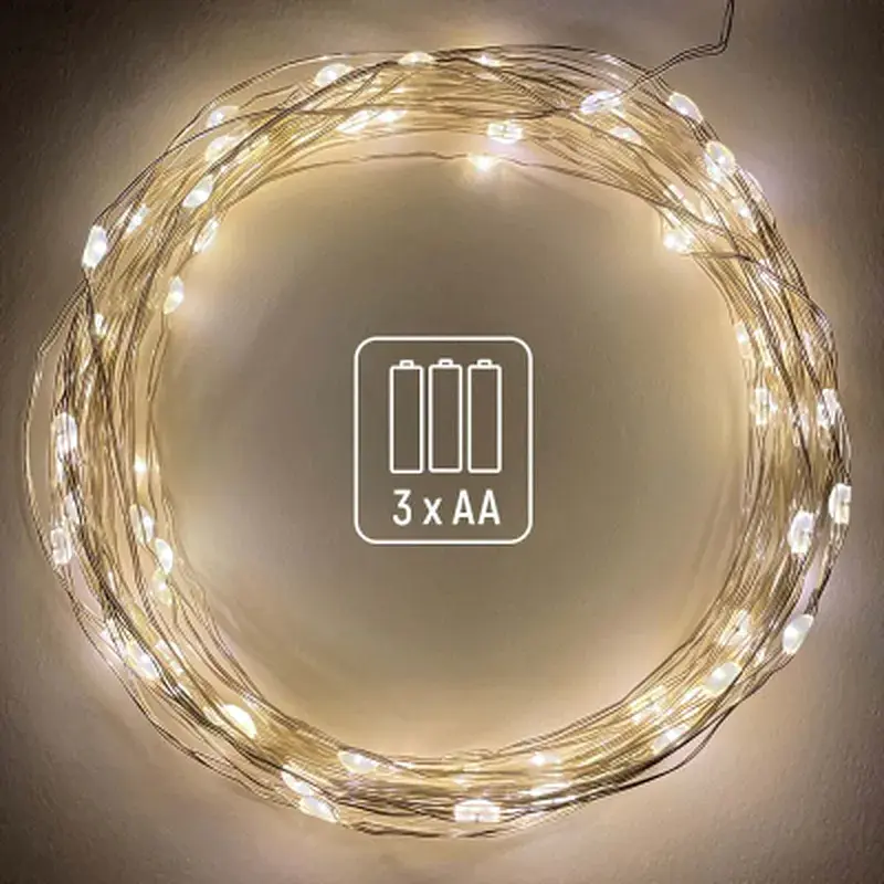 Гірлянда ColorWay Струна LED 50 5 м, теплий колір, 3 AA Battery (CW-G-50L5NB) - фото 3