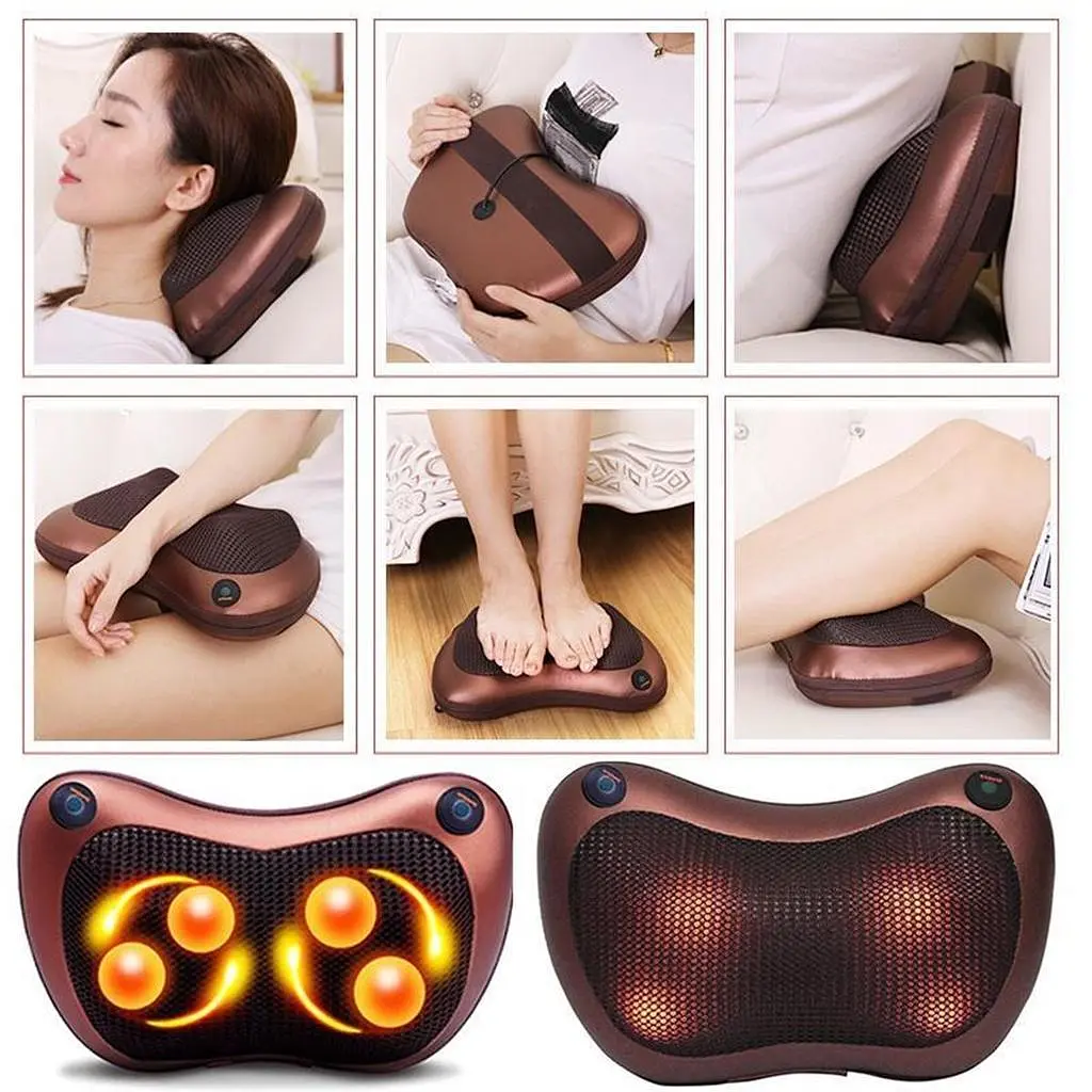 Масажна подушка в автомобіль MASSAGE pillow для спини та шиї з інфрачервоним підігрівом MS (1756374572) - фото 3