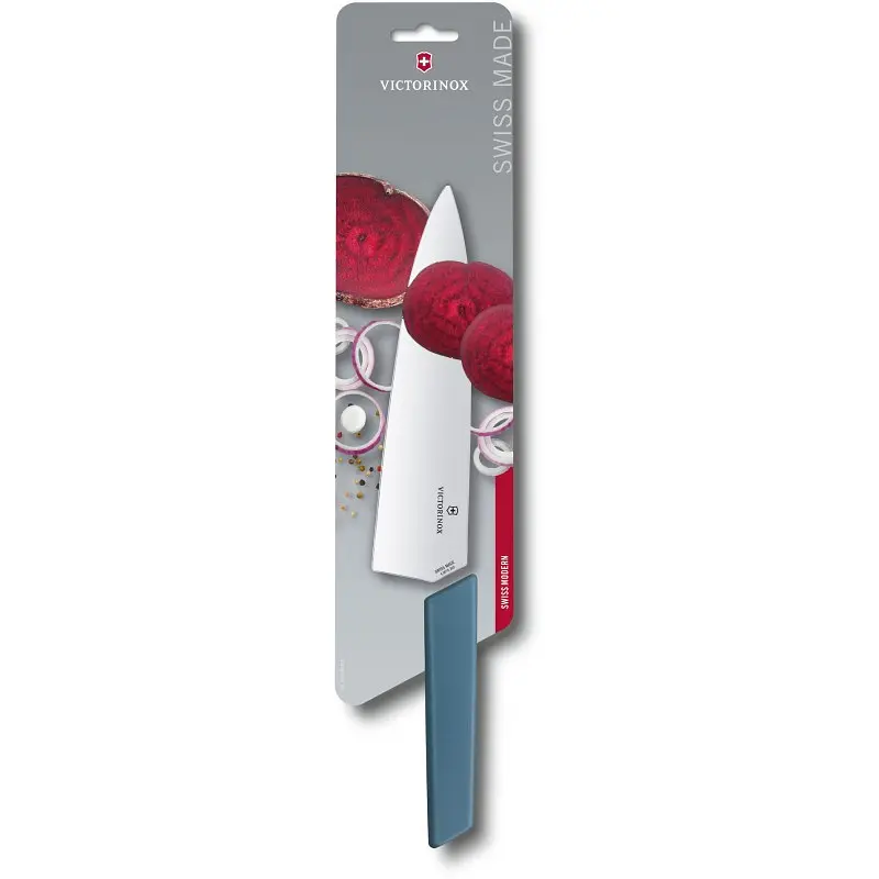 Кухонний ніж Victorinox Swiss Modern Carving лезо 20см широк. з син. ручкою (блістер) - фото 5