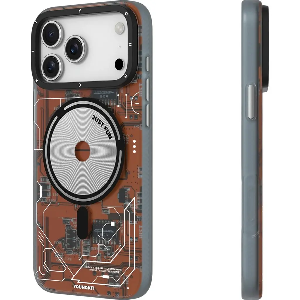 Чохол YoungKit Futuristic Circuit Board with Magnetic Ring для Apple iPhone 17 Pro Max Orange [168260] - фото 2