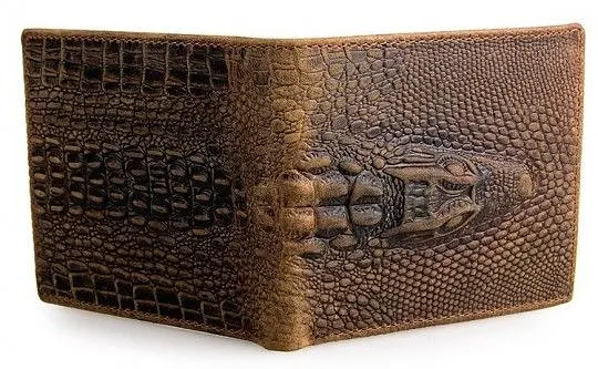 Кошелек мужской 14380 фактура кожи под крокодила Vintage коричневый - фото 5