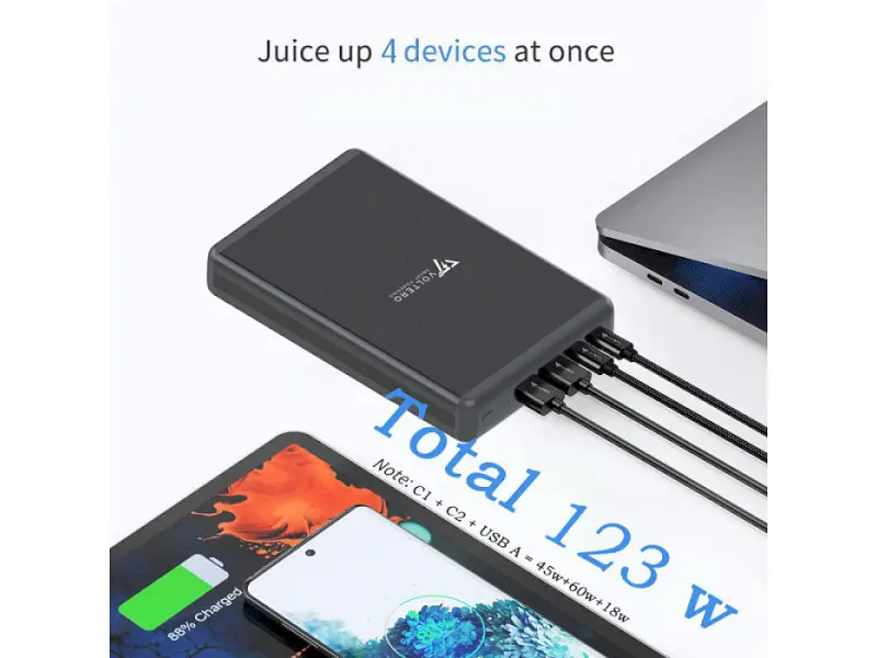 Зовнішній акумулятор (Power Bank) Voltero 50000mAh S50 PD/100W QC/3.0/18W USB-Cx2, USB-Ax2 (8720828063200, 6090537940980) - фото 4