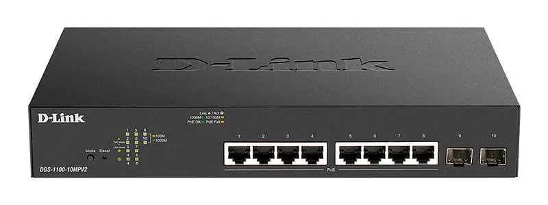 Коммутатор DGS-1100-10MPV2 8xGE PoE 2xSFP, 130Вт, EasySmart D-Link teh0018101 - фото 2