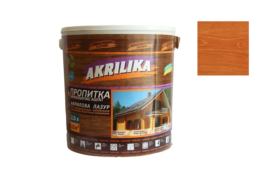 Акрилова лазур для дерева Impregnant Agent Akrilika каштан 2 л - фото 2