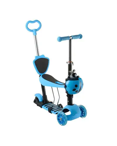 Триколісний дитячий самокат 5 в 1 з батьківською ручкою та сидінням Scooter - фото 4