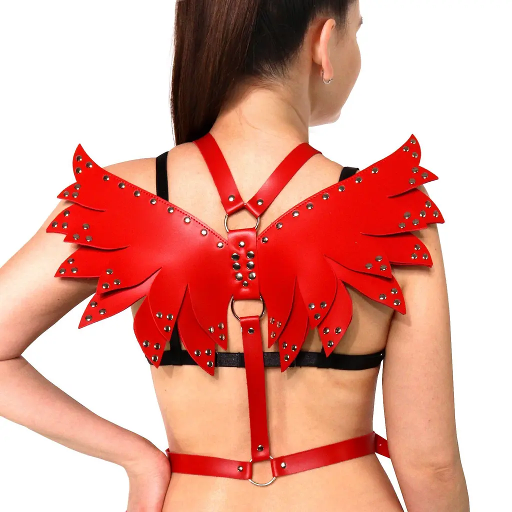 Жіноча портупея Art of Sex - Wings червона L-2XL, екошкіра - фото 3