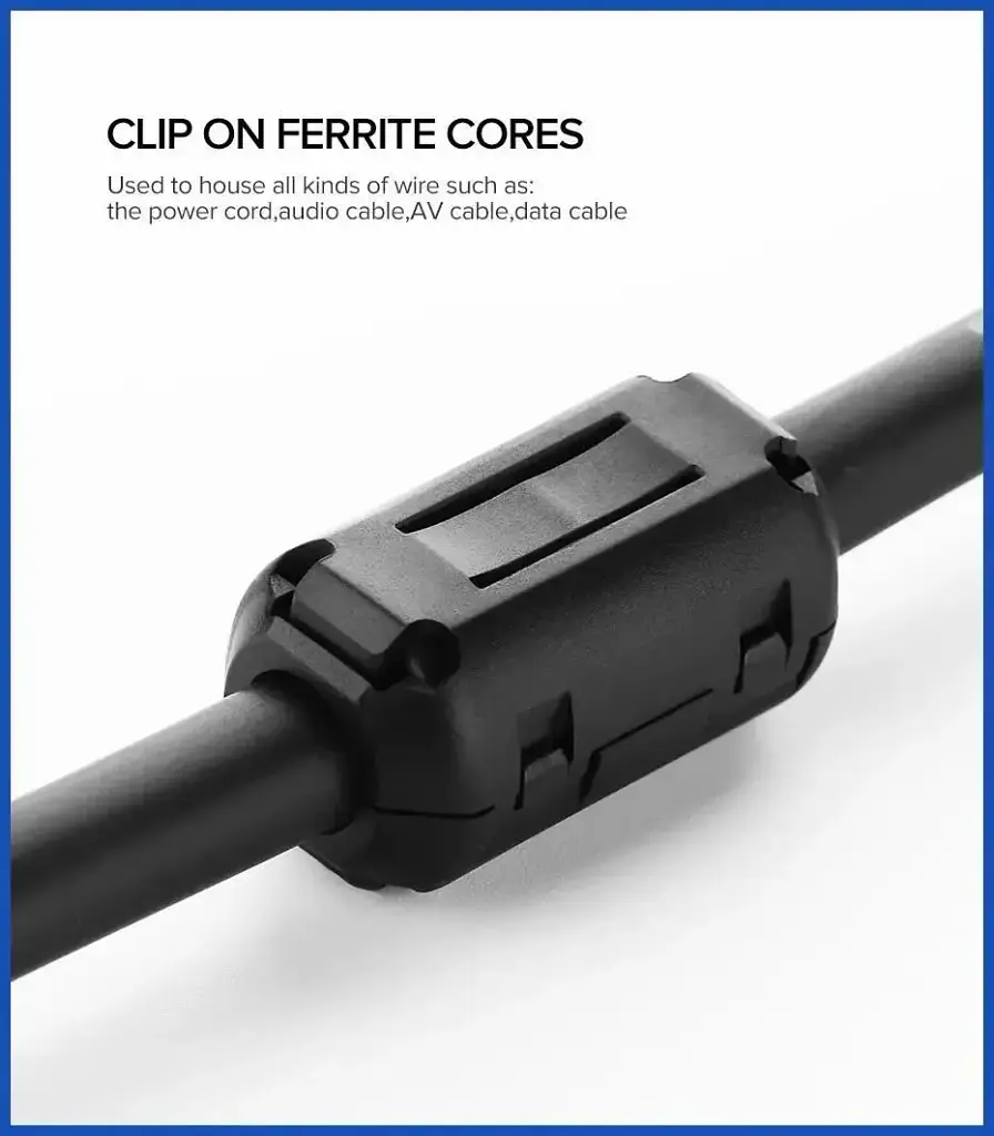 Ферритовий фільтр на кабель кільце знімне Ugreen подавлювач шуму із затискачем 7.3mm 1 шт Black (20306/ZJ301) - фото 5