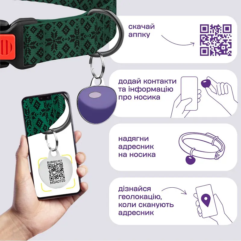 Нашийник для собак Барксі Urban патріотичний Вишиванка зелена - фото 4