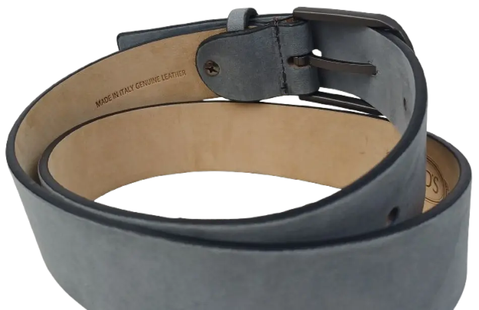 Ремінь жіночий Tod's з нубуку, світло-сірий, 3.5 см, Італія, з матовою пряжкою - фото 6