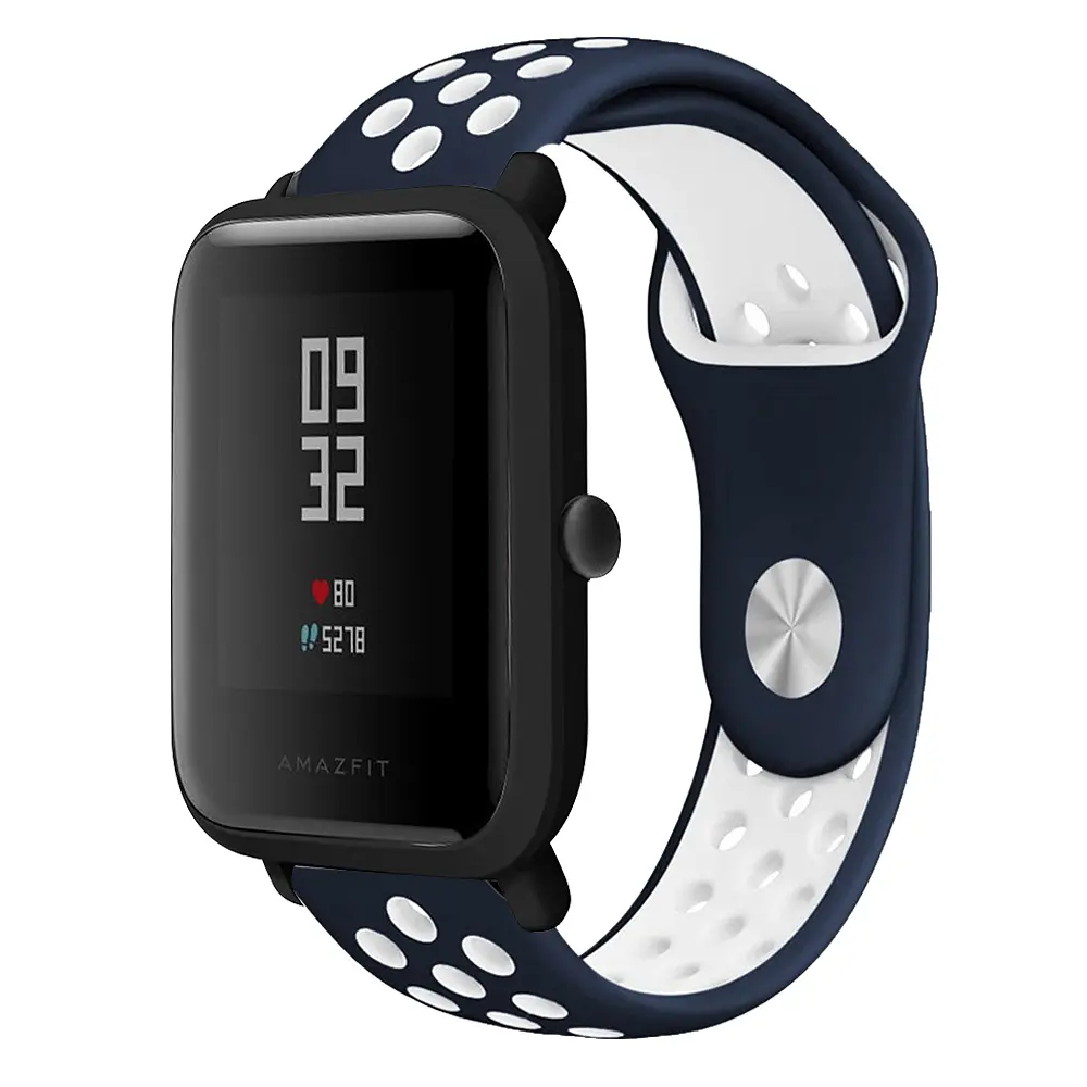 Ремінець BeWatch Nike-style 20 мм для смарт-годинника Xiaomi amazfit BIP Синьо-білий (1010152) - фото 2