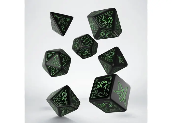 Набор кубиков Call of Cthulhu Black & Green Dice Set , 7 шт. (SCTH02) - фото 2