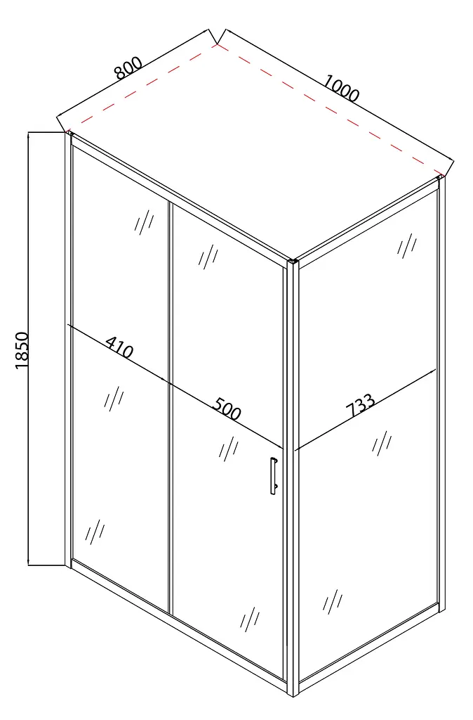 Душова кабіна без піддону Mixxus Hard SC01-100x80x185-TR хром прозоре скло 5 мм MI6911, Універсальна, прозорий, хром - фото 3