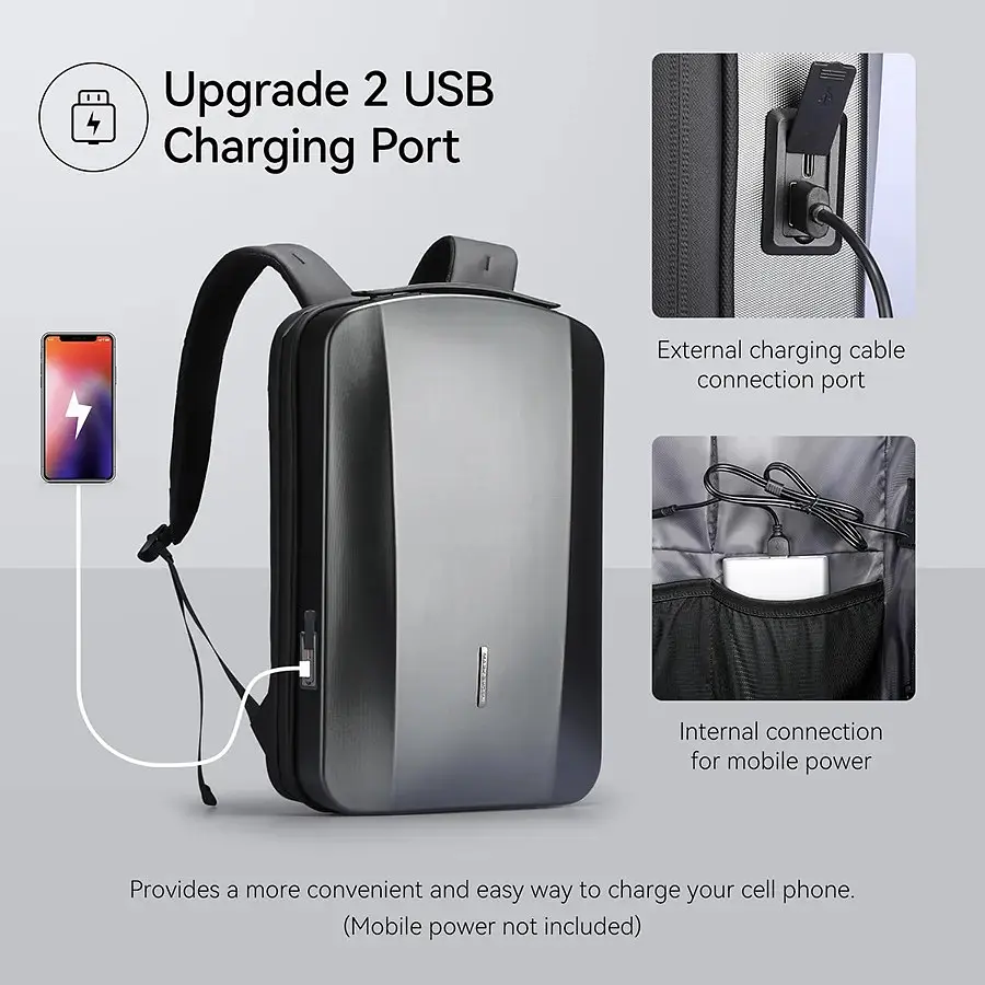 Рюкзак для ноутбука 17” Mark Ryden MR8918 з кодовим замком, ортопедичною спинкою та USB-роз'ємом (Чорний) - фото 3