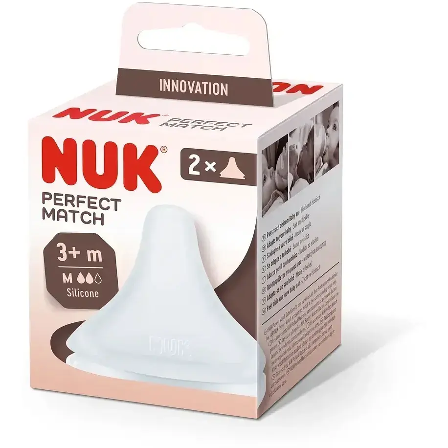 Соска Nuk Perfect Match ортодонтична силиконовая с 3 месяцев отверстие M 2 шт. (3954111) - фото 2