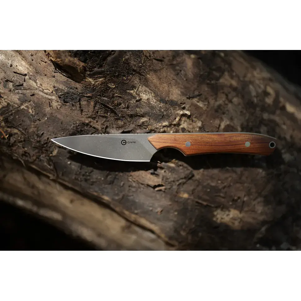 Ніж фіксований кишеньковий Civivi High Grass Field Knife (7,4 см) 14C28N / Wood дерево з чохлом - фото 11