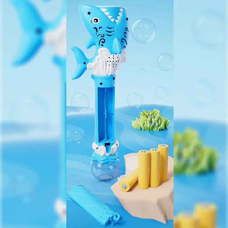 Пістолет з мильними бульбашками H038 Shark + bottle 50ml Light Blue - фото 5