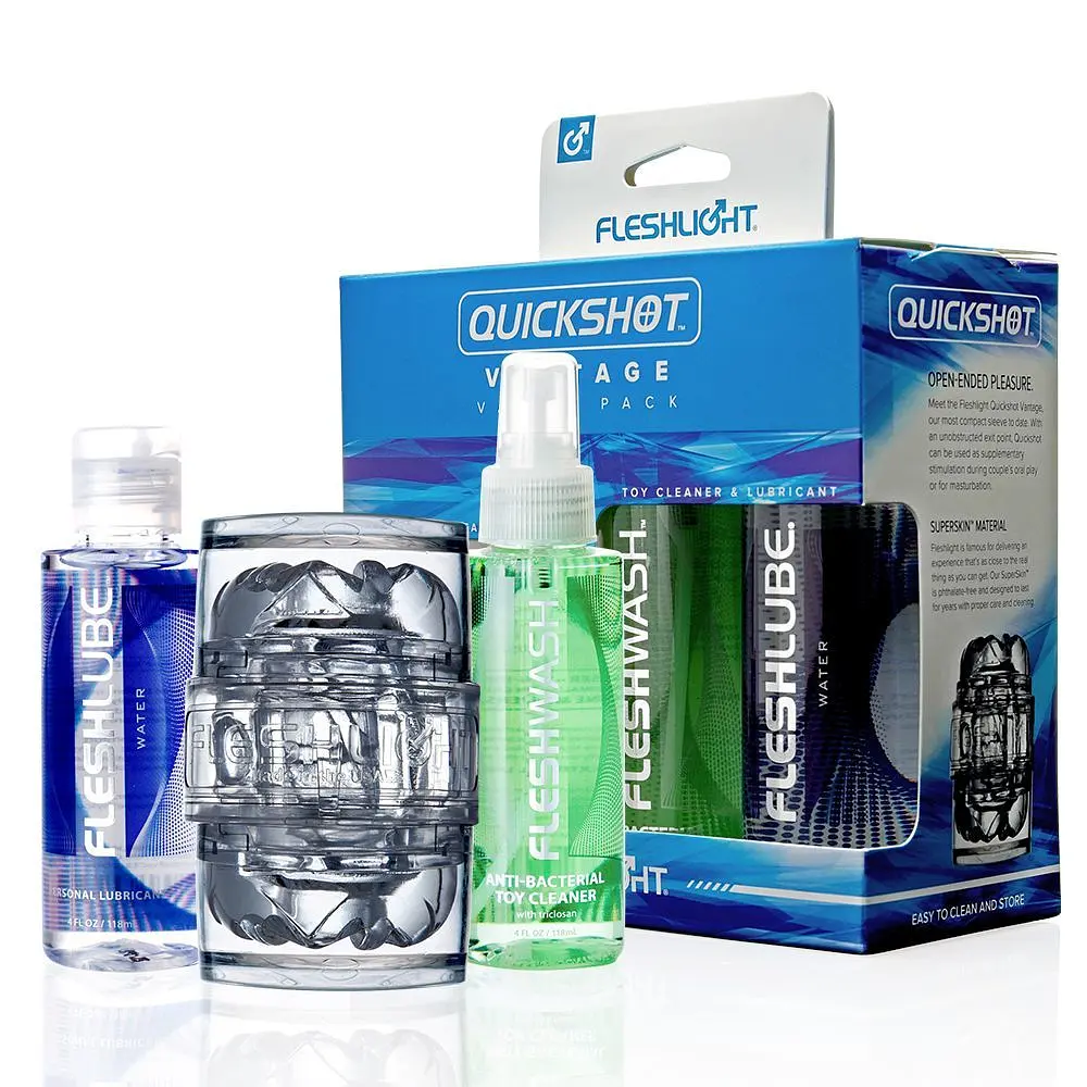 Мастурбатор Fleshlight Quickshot Vantage Value Pack: змазка і засіб для чищення - фото 3